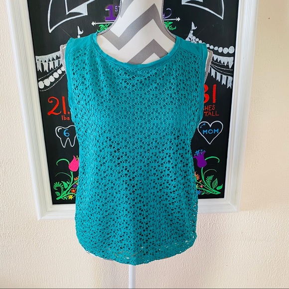 LOFT Tops - 🔴SALE LOFT turquoise lace tank top